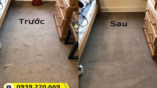 Trước và sau khi sử dụng dịch vụ giặt thảm tại Phú Nhuận của Clean Up
