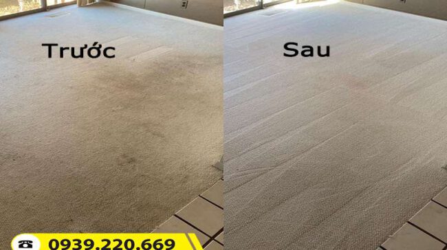 Hình ảnh trước và sau khi sử dụng dịch vụ giặt thảm tại Tân Bình