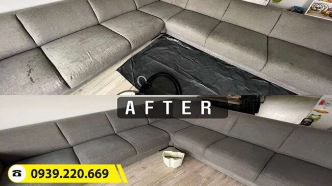 Trước và sau khi sử dụng dịch vụ giặt sofa tại Bắc Tân Uyên của Clean Up