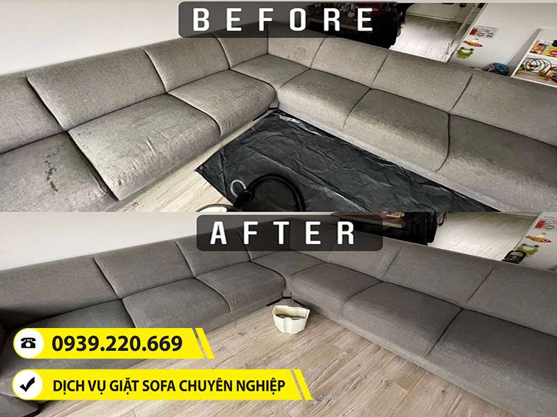 Trước và sau khi sử dụng dịch vụ giặt sofa tại Bắc Tân Uyên của Clean Up