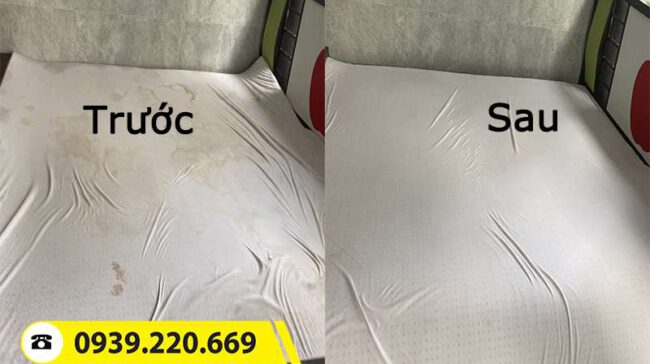 Trước và sau khi sử dụng dịch vụ vệ sinh nệm tại Đồng Nai của Clean Up