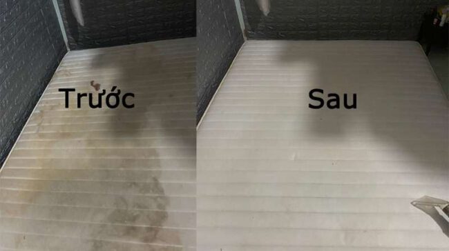 Trước và sau khi sử dụng dịch vụ giặt nệm tại Nhà Bè của Clean Up