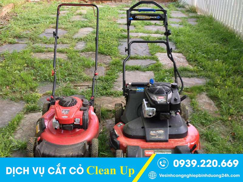 Clean Up chuẩn bị đầy đủ máy móc phục vụ công việc cắt cỏ, chăm sóc cảnh quan