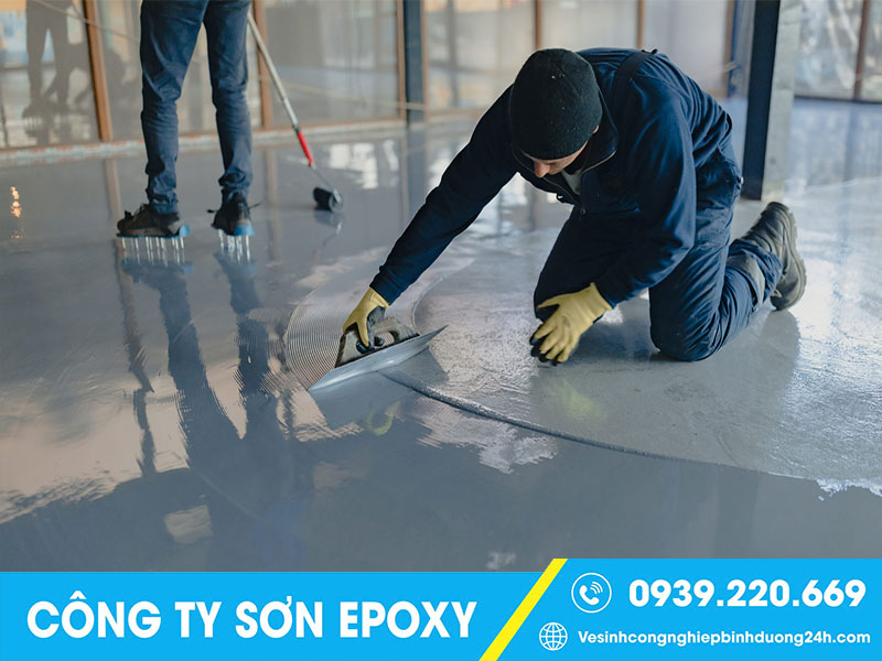 Clean Up triển khai thi công sơn sàn Epoxy tại tất cả các khu vực Bình Phước