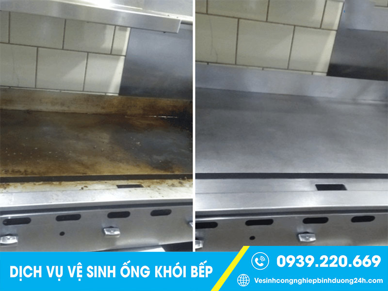 Trước và sau khi Clean Up vệ sinh ống khói bếp