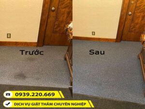 Trước và sau khi sử dụng dịch vụ giặt thảm tại Bến Cát của Clean Up
