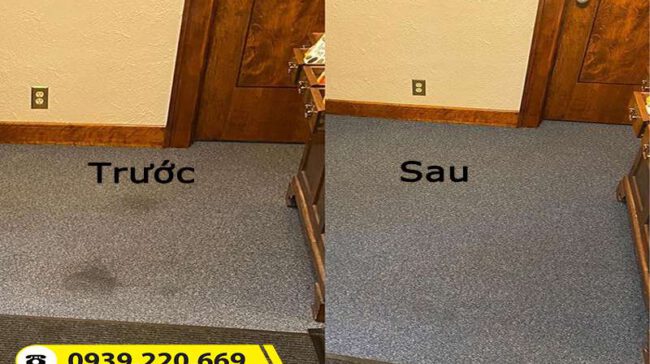 Trước và sau khi sử dụng dịch vụ giặt thảm tại Bến Cát của Clean Up