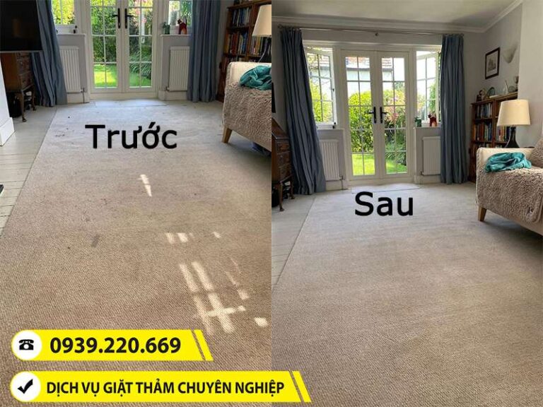 Ảnh thực tế trước và sau khi lựa chọn dịch vụ giặt thảm tại Phú Giáo của Clean Up