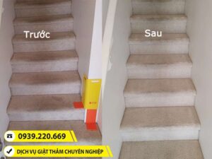 Hình ảnh trước và sau khi sử dụng dịch vụ giặt thảm tại Quận 11 của Clean Up