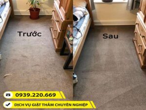 Trước và sau khi sử dụng dịch vụ giặt thảm tại Phú Nhuận của Clean Up
