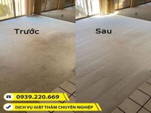 Hình ảnh trước và sau khi sử dụng dịch vụ giặt thảm tại Tân Bình