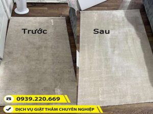 Trước và sau khi sử dụng dịch vụ giặt thảm tại Thủ Dầu Một của Clean Up