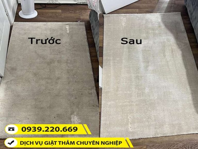 Trước và sau khi sử dụng dịch vụ giặt thảm tại Thủ Dầu Một của Clean Up