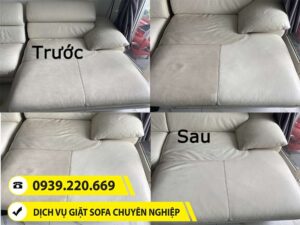Trước và sau khi sử dụng dịch vụ giặt sofa tại Phú Giáo của Clean Up