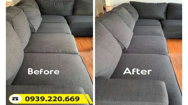 Trước và sau khi sử dụng dịch vụ giặt sofa tại Gò Vấp của Clean Up