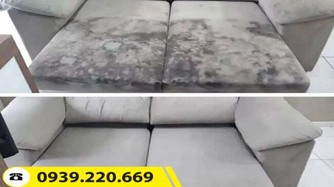 Trước và sau khi sử dụng dịch vụ giặt sofa tại Tân Bình của Clean Up