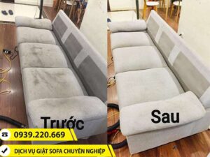 Ảnh thực tế trước và sau khi sử dụng dịch vụ giặt ghế sofa tại nhà của Clean Up