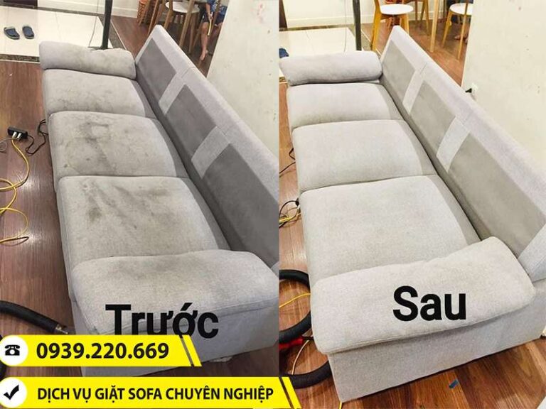 Ảnh thực tế trước và sau khi sử dụng dịch vụ giặt ghế sofa tại nhà của Clean Up