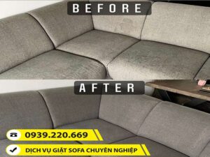 Trước và sau khi sử dụng dịch vụ giặt ghế sofa tại Trảng Bom của Clean Up
