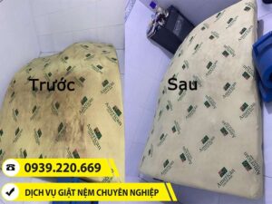 Trước và sau khi sử dụng dịch vụ giặt đệm tại Biên Hòa của Clean Up