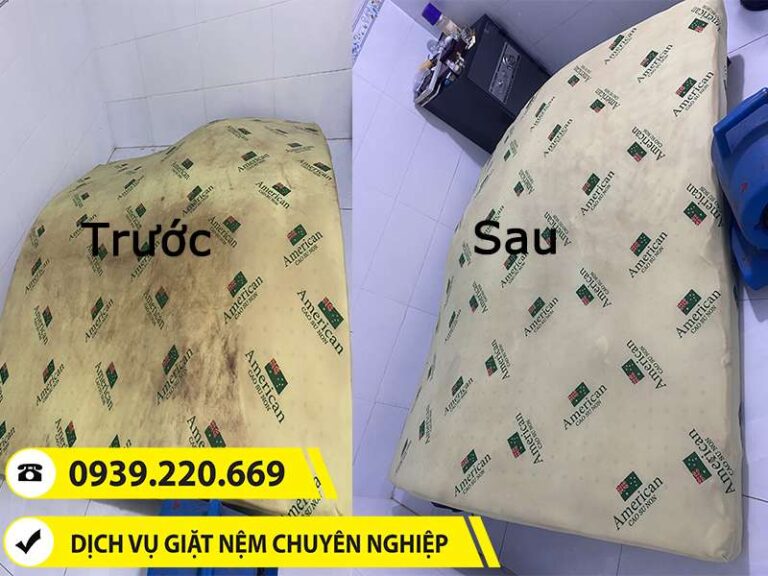 Trước và sau khi sử dụng dịch vụ giặt đệm tại Biên Hòa của Clean Up