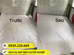 Trước và sau khi sử dụng dịch vụ vệ sinh nệm tại Đồng Nai của Clean Up