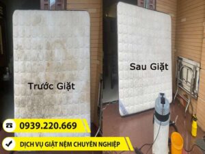 Ảnh thực tế trước và sau khi sử dụng dịch vụ vệ sinh nệm tại Long Thành
