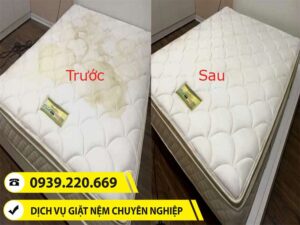 Trước và sau khi sử dụng dich vụ giặt nệm tại Bình Chánh của Clean Up