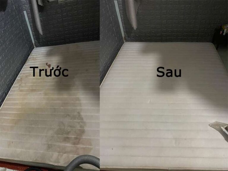 Trước và sau khi sử dụng dịch vụ giặt nệm tại Nhà Bè của Clean Up