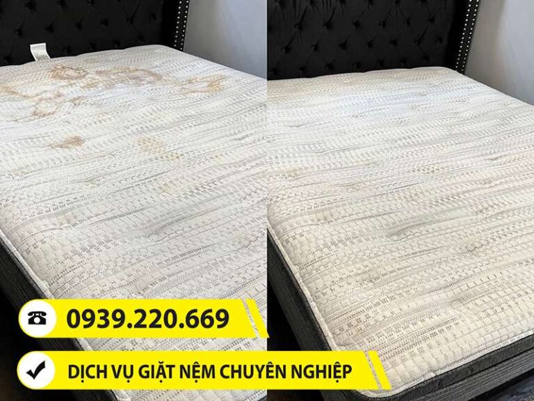 Trước và sau khi sử dụng dịch vụ vệ sinh nệm tại Tân Phú của Clean Up