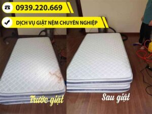 Trước và sau khi sử dụng dịch vụ vệ sinh nệm tại Thủ Đức của Clean Up