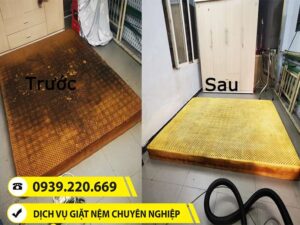 Trước và sau khi sử dụng dịch vụ vệ sinh nệm tại Bình Tân của Clean Up