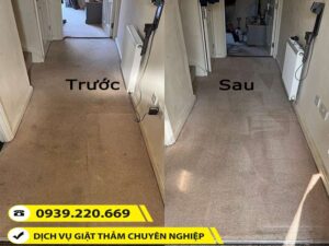 Ảnh thực tế trước và sau khi sử dụng dịch vụ giặt thảm tại Quận 1 của Clean Up