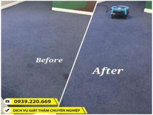 Hình ảnh trước và sau khi sử dụng dịch vụ giặt thảm tại Quận 4 của Clean Up