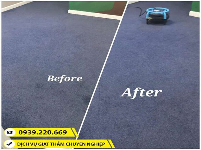 Hình ảnh trước và sau khi sử dụng dịch vụ giặt thảm tại Quận 4 của Clean Up