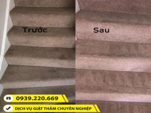 Hình ảnh trước và sau khi sử dụng dịch vụ giặt thảm tại Quận 7 của Clean Up