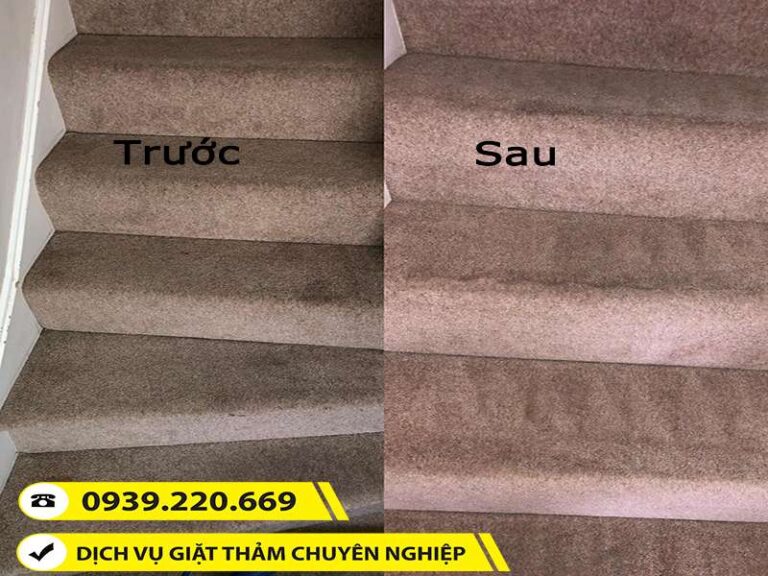 Hình ảnh trước và sau khi sử dụng dịch vụ giặt thảm tại Quận 7 của Clean Up