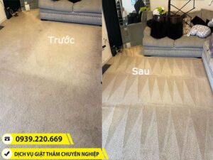 Hình ảnh trước và sau khi sử dụng dịch vụ giặt thảm tại Quận 9 của Clean Up