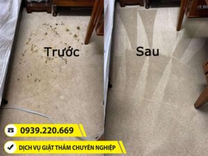 Trước và sau khi sử dụng dịch vụ giặt thảm tại Vĩnh Cửu của Clean Up