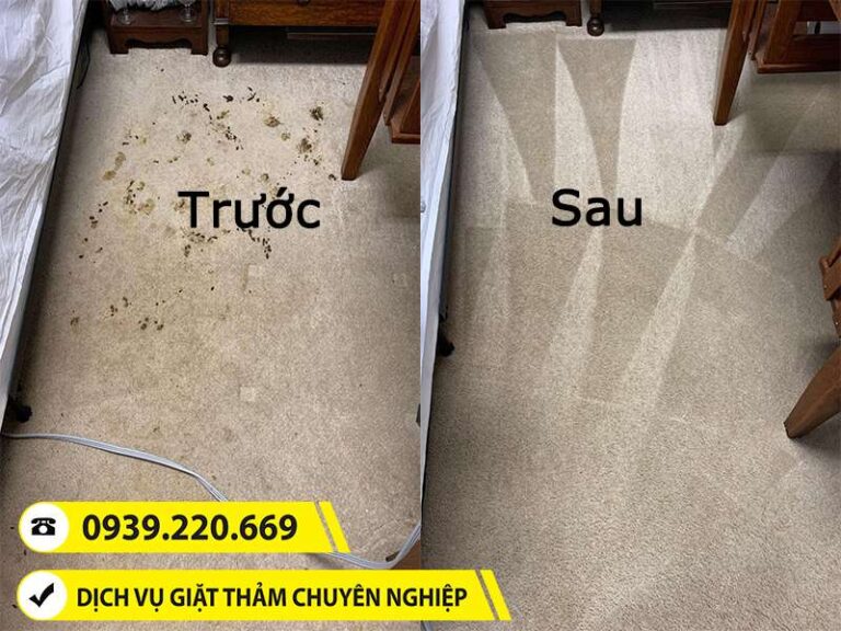 Trước và sau khi sử dụng dịch vụ giặt thảm tại Vĩnh Cửu của Clean Up