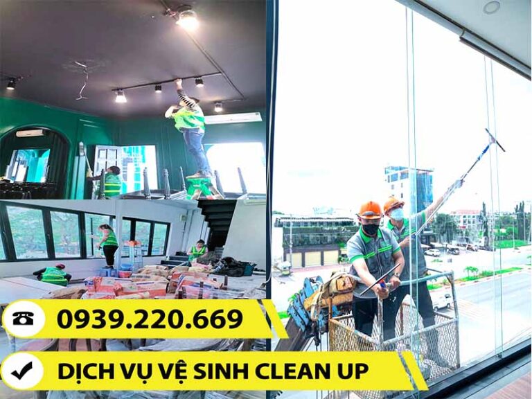 Nhân viên Clean Up tiến hành vệ sinh, làm sạch cho công trình