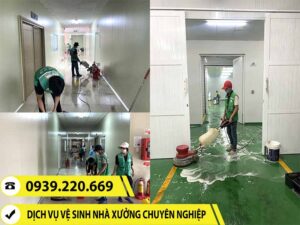 Nhân viên Clean Up sử dụng thành thạo máy móc để vệ sinh nhà xưởng