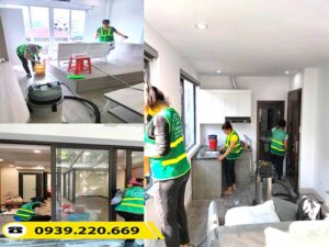 Ảnh thực tế nhân viên Clean Up vệ sinh nhà mới xây cho khách hàng