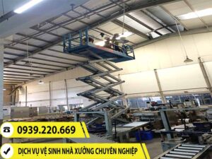 Clean Up sử dụng các loại máy móc chuyên dụng hỗ trợ công việc quét màng nhện nhà xưởng